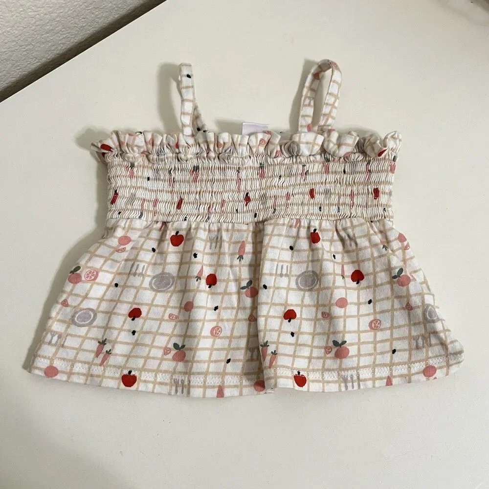 Nordstrom Baby Smocked Tank and Bloomers 2-Pc Set Picnic Fruit Girls SZ 3 Months